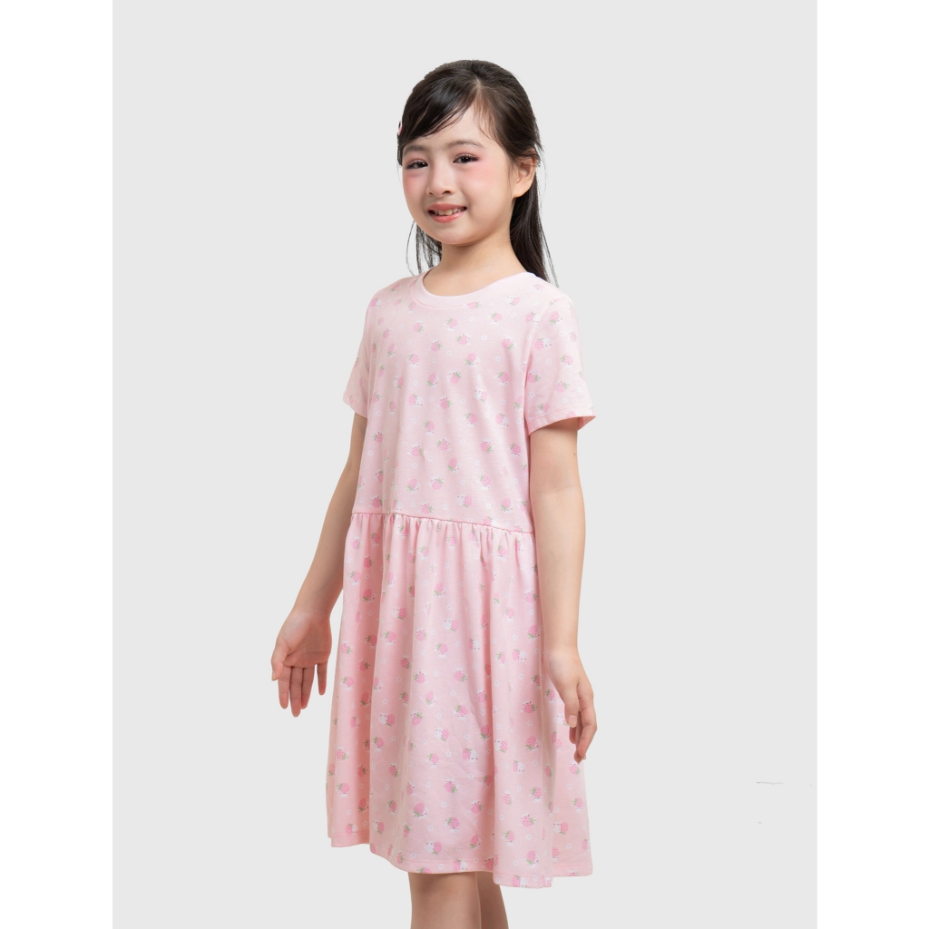 Váy liền bé gái CANIFA ngắn tay cổ tròn có hình in 1DS26S002