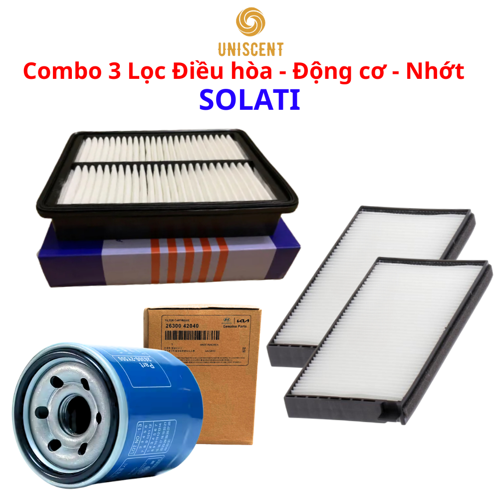 Combo 3 Solati Lọc Gió Điều hòa- Lọc Gió Động Cơ- Lọc Nhớt (2630042040, 9716359000, 2811359000)