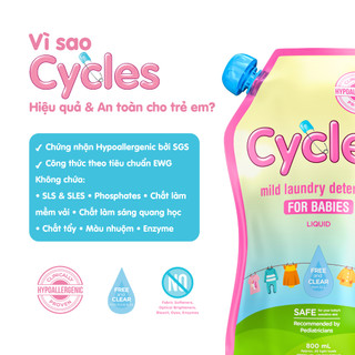 [Gift] Túi Nước Giặt Trẻ Em Cycles 40ml – Dịu Nhẹ, Không Hóa Chất Mạnh, An Toàn Cho Da Nhạy Cảm