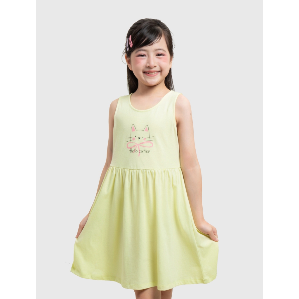 Váy liền bé gái CANIFA cổ tròn sát nách có hình in 1DS26S001
