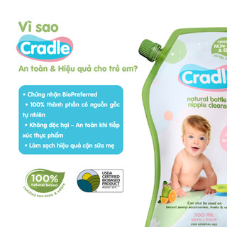 [Gift] Túi Nước Rửa Bình Sữa & Núm Ti Cradle Natural 40ml – 100% Thành Phần Tự Nhiên, An Toàn Cho Da Nhạy Cảm