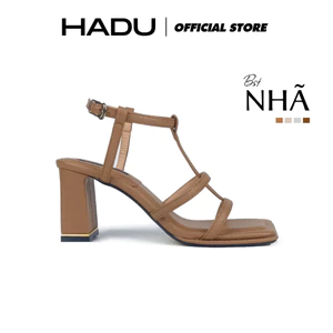 Sandal Cao Gót 7P Đế Vuông Quai Ngang 3 Dây LAURA HADU M7159 Da Vân Siêu Bền BH 12T