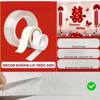 Combo Băng Dính Giấy Dán Tường Không Bong Sơn – Dễ Bóc, Dễ Dùng, Không Để Lại Keo, Trang Trí Tiện Lợi