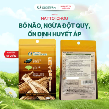 TPBVSK Viên Uống Phòng Ngừa Đột Quỵ, Bổ Não, Giúp Ngủ Ngon Natto Ichou Genki Fami Nhật Bản Gói 30 Viên