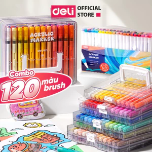 Bút Màu Acrylic Marker Roller Brush Deli - Bút Sơn Acrylic Vẽ Tranh Sáng Tạo DIY Trên Mọi Chất Liệu