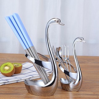 Dụng cụ để muỗng nĩa đũa  inox  hình thiên nga siêu đẹp - dụng cụ trang trí