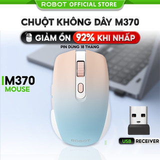 Chuột Quang Không Dây Tĩnh Âm ROBOT M370 Màu Hồng/ Màu Xám 3200 DPI Cảm Biến Quang Học Khoảng Cách Tín Hiệu 20m