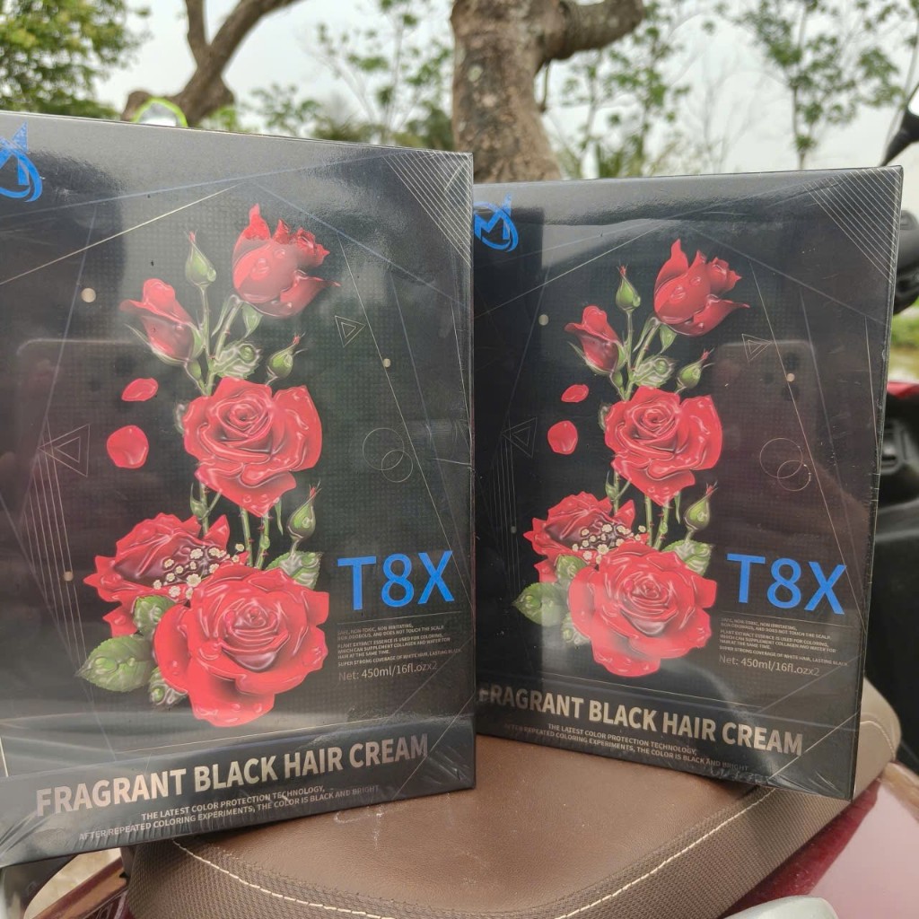 Nhuộm Đen Tóc T8X Fragrant Black Hair Cream 450ml x2 - Chiết Xuất Thảo Dược (Tổng Kho Sỉ)