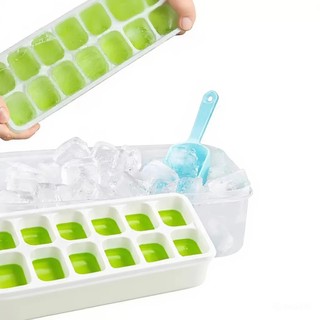 Combo 10 Khay Làm Đá 14 Ô Có Nắp Đậy Nhựa Dẻo Dễ Lấy Đá Chống Ám Mùi An Toàn Thực Phẩm