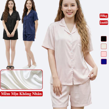 Đồ Ngủ Lụa Pijama Nữ Ngắn Tay Mặc Nhà Cao Cấp Madela. Pijama Lụa Mặc Nhà Nữ Ngắn Tay Thuộc: Đồ Mặc Nhà Pijama Lụa Nữ