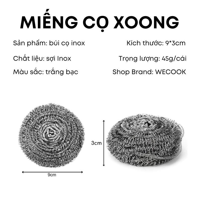 [LOẠI TO] Bộ 3 Búi Cọ Inox KOOBEE – Cọ Xoong Nồi, Tẩy Vết Khét Cứng Đầu, Rửa Bát Siêu Sạch| 170