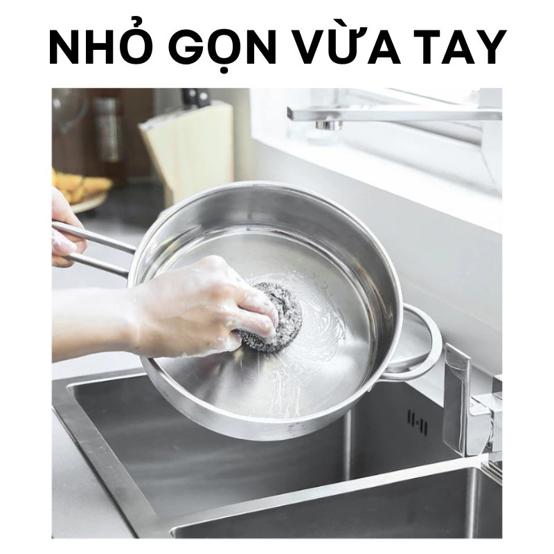 [LOẠI TO] Bộ 3 Búi Cọ Inox KOOBEE – Cọ Xoong Nồi, Tẩy Vết Khét Cứng Đầu, Rửa Bát Siêu Sạch| 170