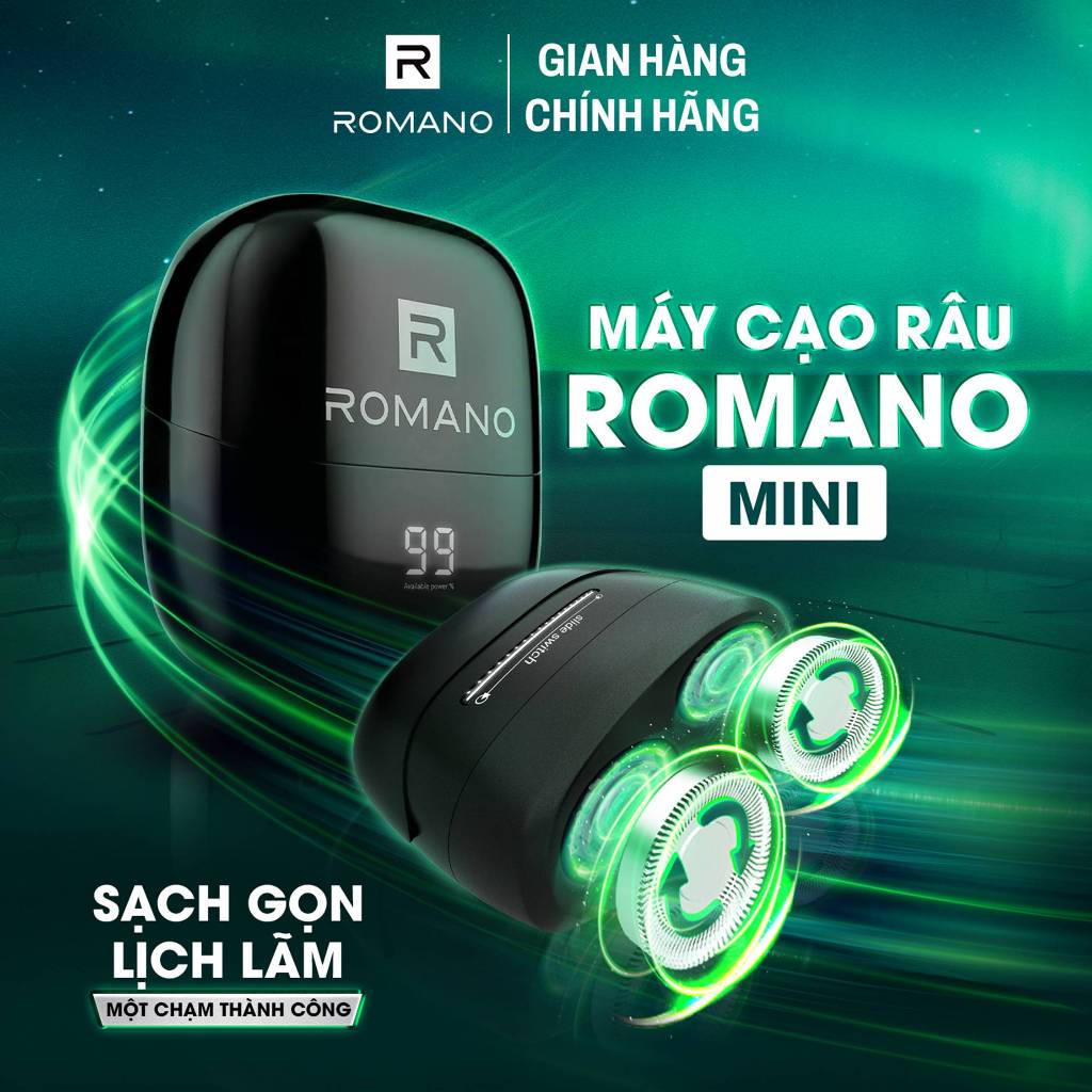 [SVIP] Máy cạo râu Romano lưỡi cắt từ tính, công suất mạnh mẽ 5W, chống nước IPX6 - Lịch lãm trong 1 phút