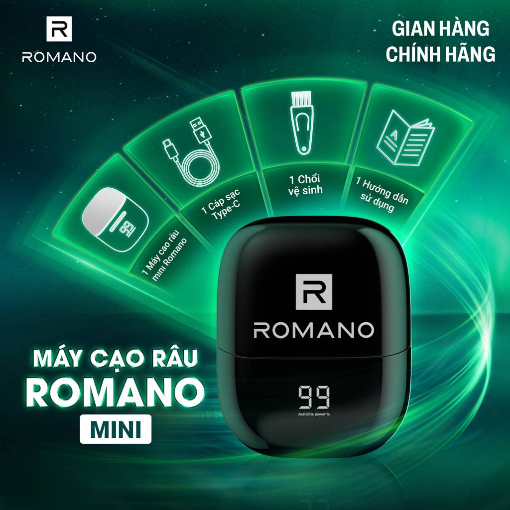 [SVIP] Máy cạo râu Romano lưỡi cắt từ tính, công suất mạnh mẽ 5W, chống nước IPX6 - Lịch lãm trong 1 phút