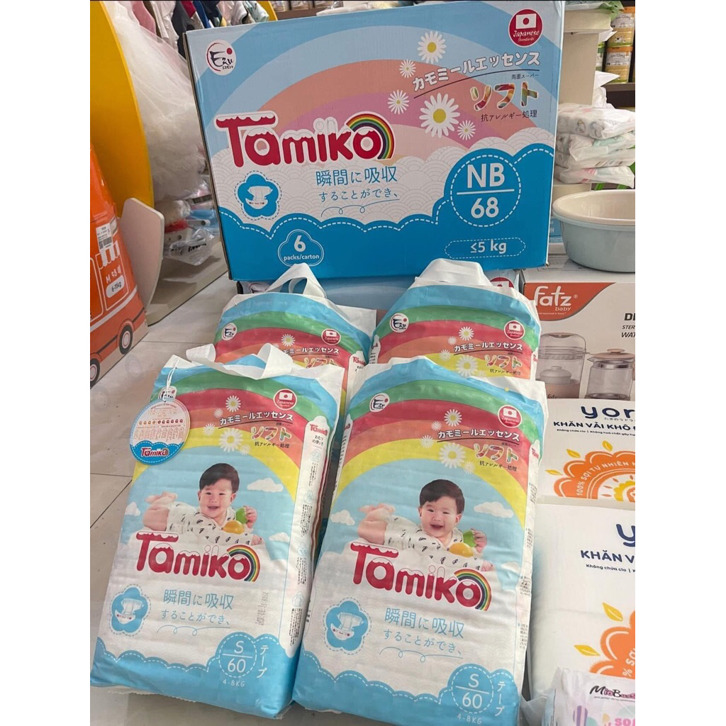 Bỉm dán Tamiko nội địa Nhật cao cấp – Siêu mềm mịn, thấm hút nhanh, chống hăm cho bé sơ sinh Size S60 / M56
