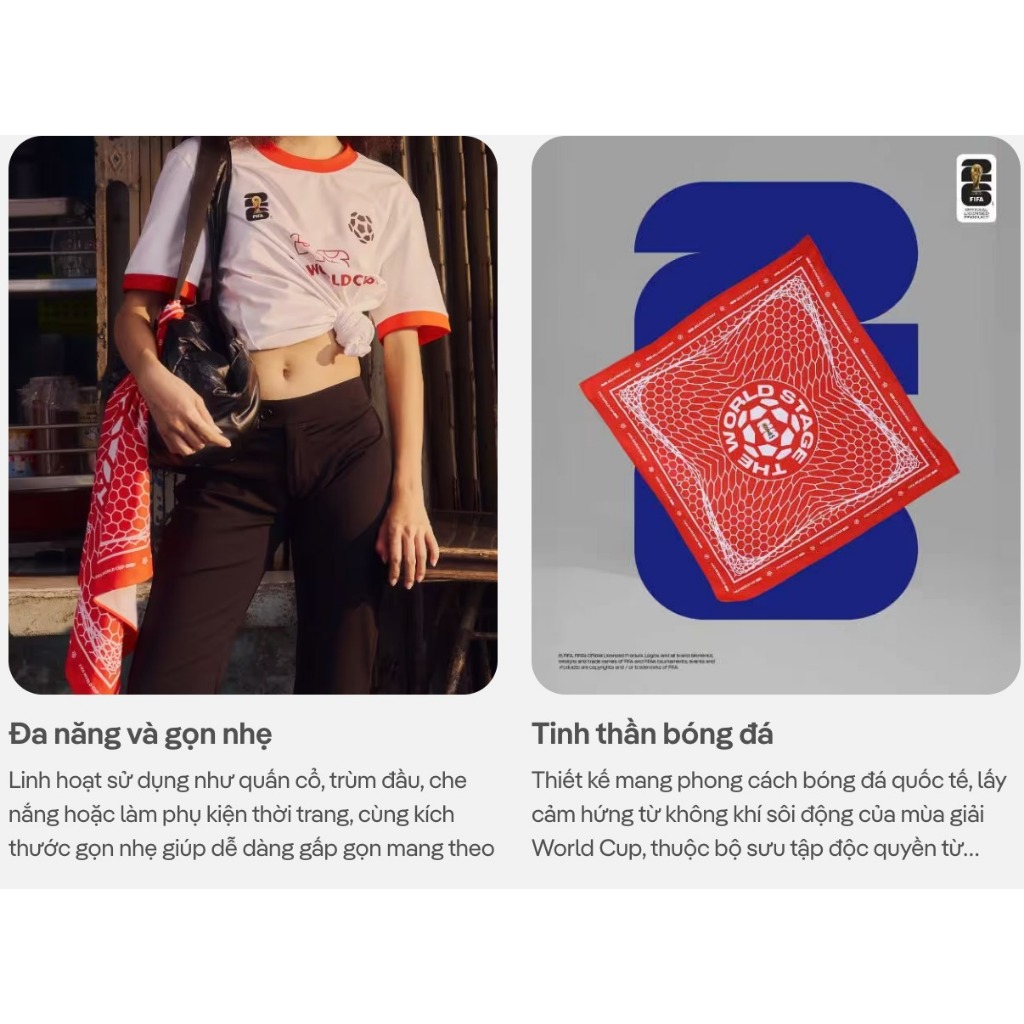 [BST WORLD CUP 2026]Khăn thời trang Bandana World Cup thấm hút, nhanh khô