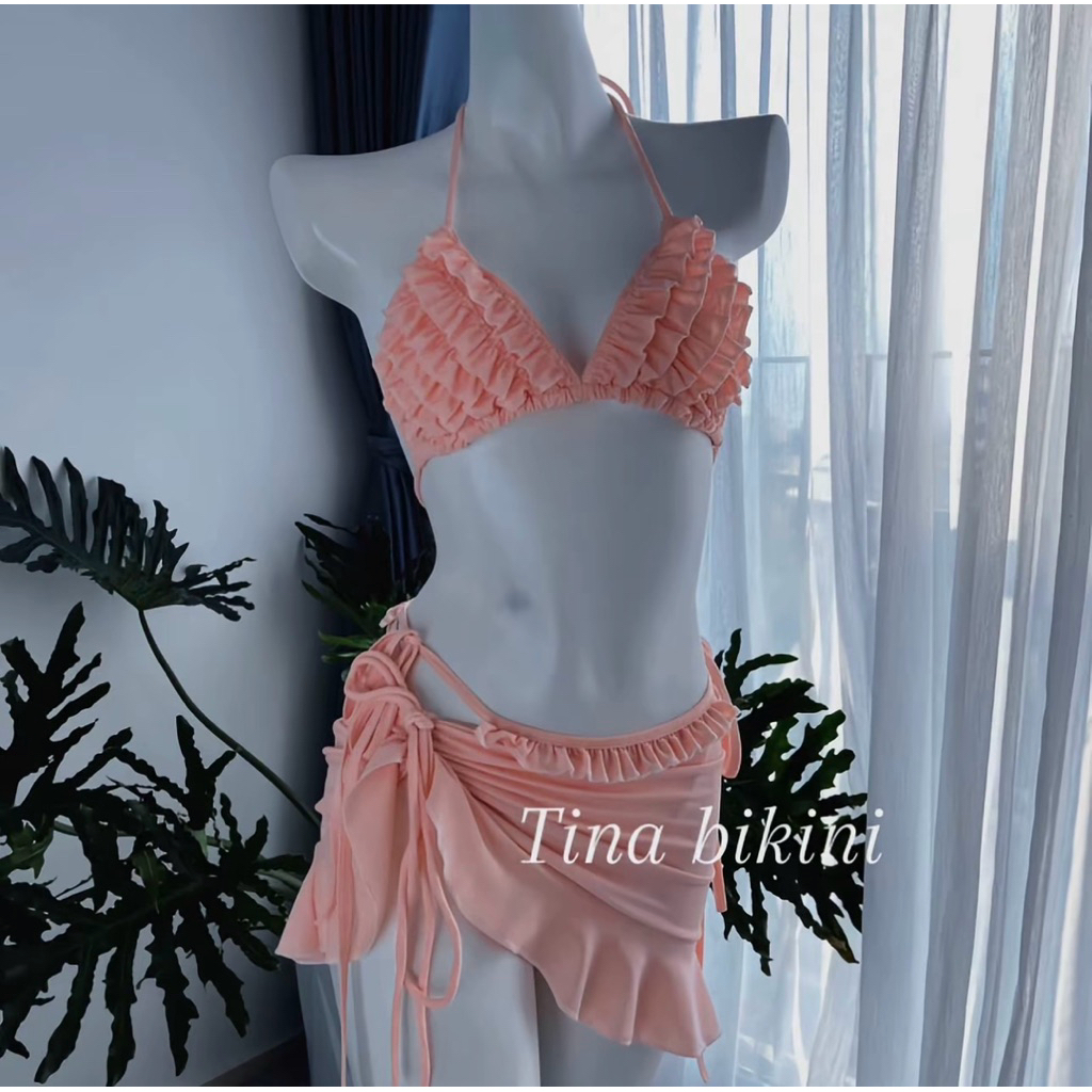 TINA-bikini set 3 mảnh sexy chân váy ,màu sắc tươi mát ,