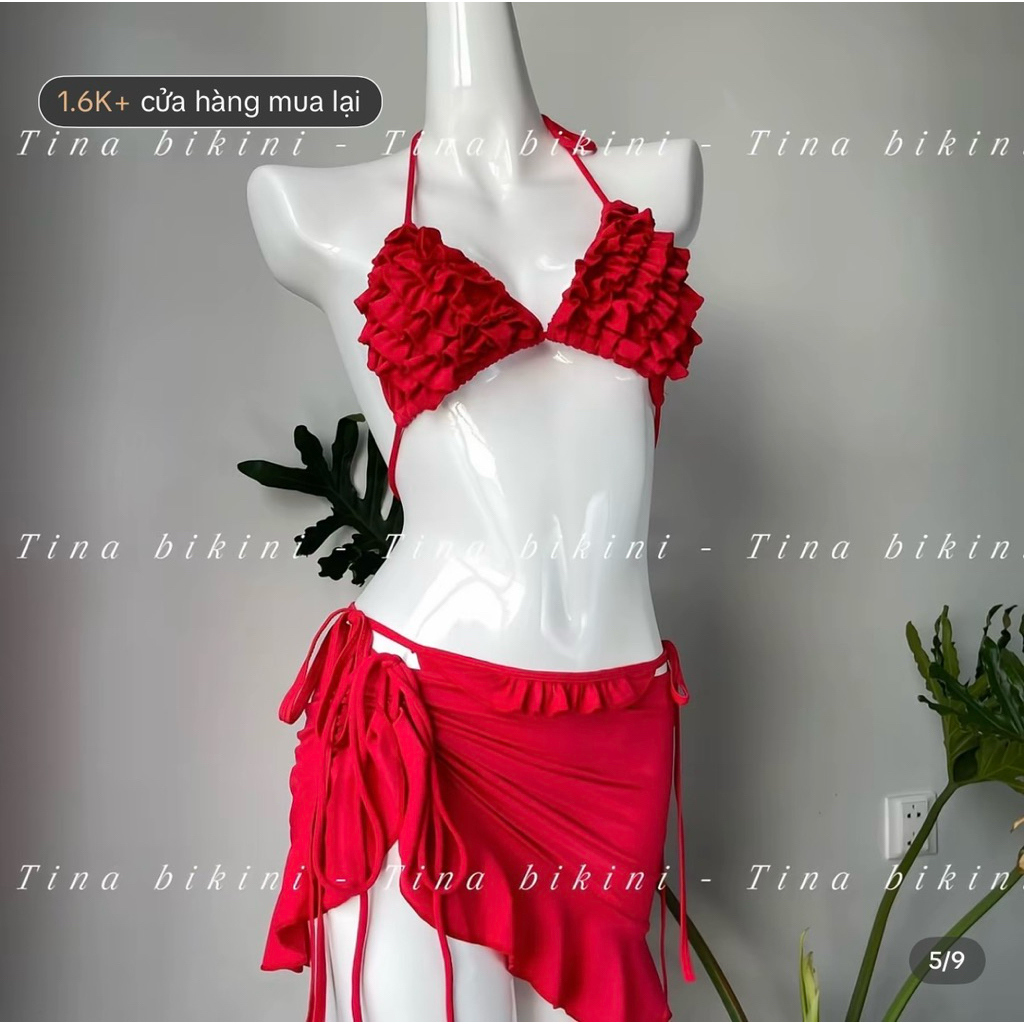 TINA-bikini set 3 mảnh sexy chân váy ,màu sắc tươi mát ,