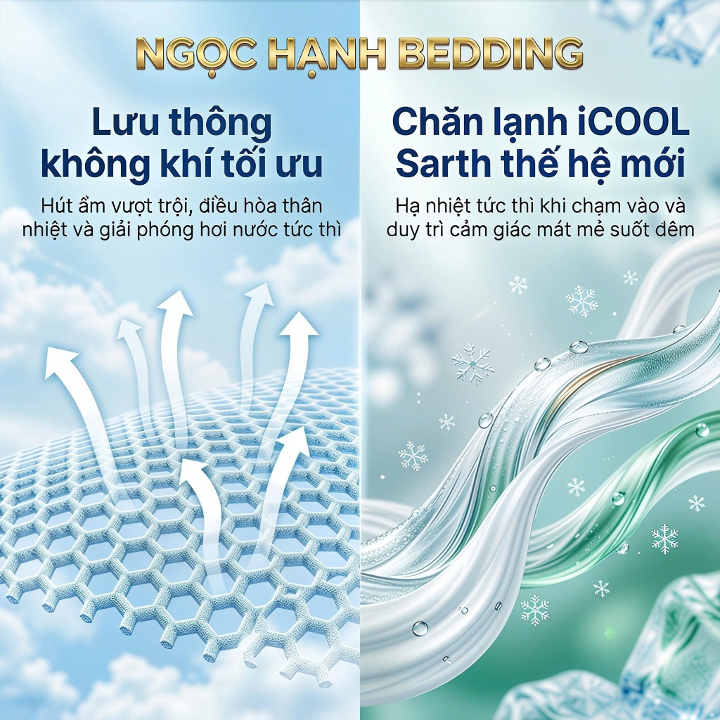 CHĂN HÈ MÁT LẠNH / CHĂN LẠNH iCool Sarth, mềm mại, mát lạnh, thoáng khí, gối icool mát lạnh - Ngọc Hạnh Bedding