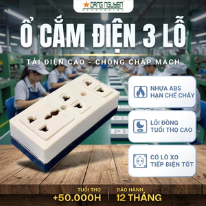Ổ Cắm Điện 3 Lỗ Không Dây Đặng Nguyễn - Đế Đen chịu tải 16A 2500W, Tiếp Điểm Lò Xo Chống Dạt.