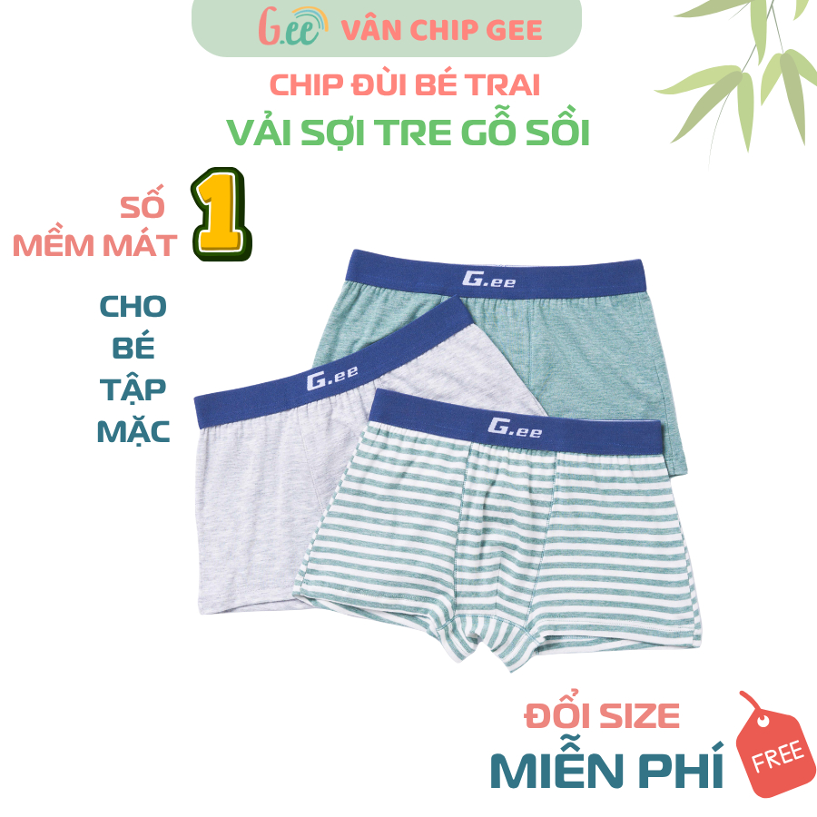 Set 3 quần lót bé trai Gee cho bé tập mặc, đáng đùi thoải mái, chất sợi tre mềm mại nhẹ như không. - 1