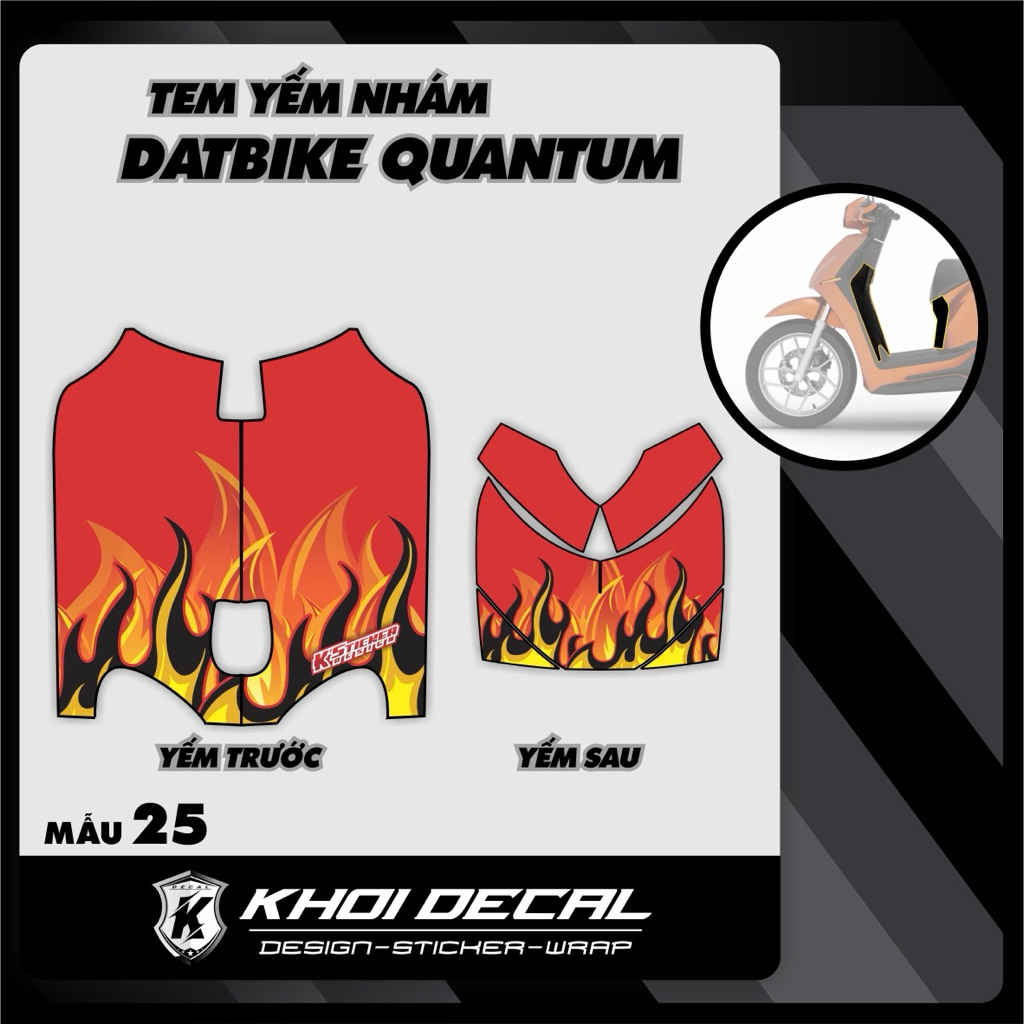 Tem dán nhựa nhám Quangtum decal cao cấp (Combo trước sau)