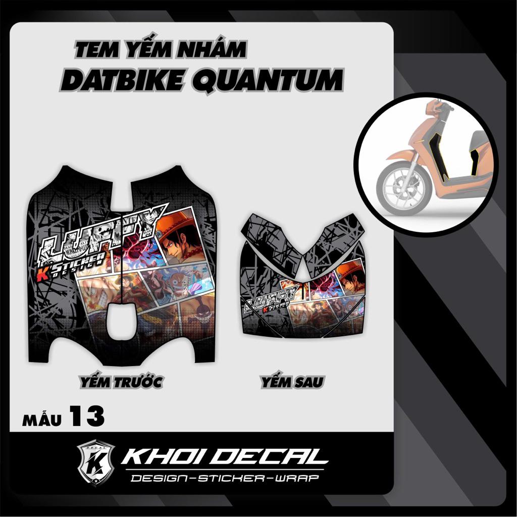 Tem dán nhựa nhám Quangtum decal cao cấp (Combo trước sau)