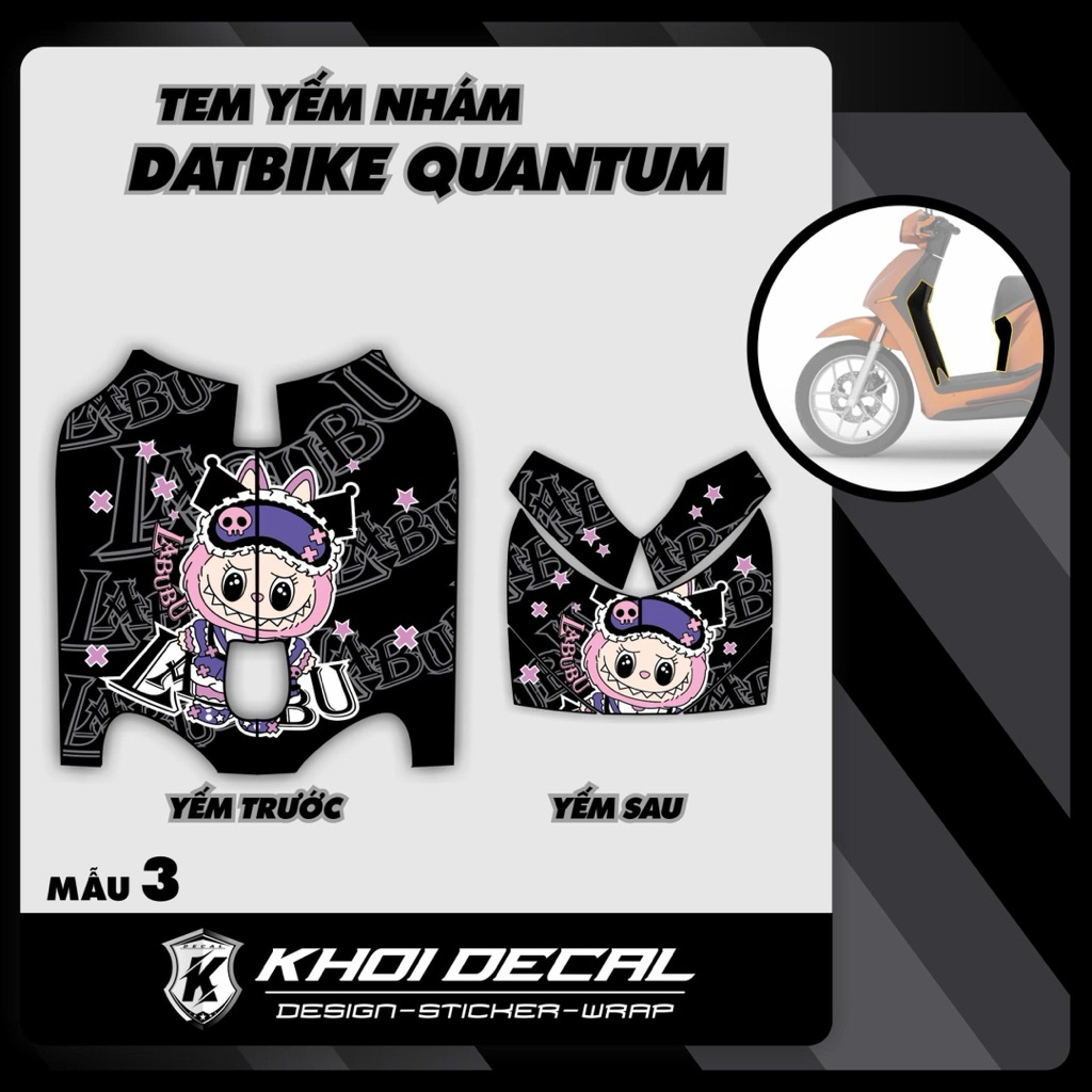 Tem dán nhựa nhám Quangtum decal cao cấp (Combo trước sau)