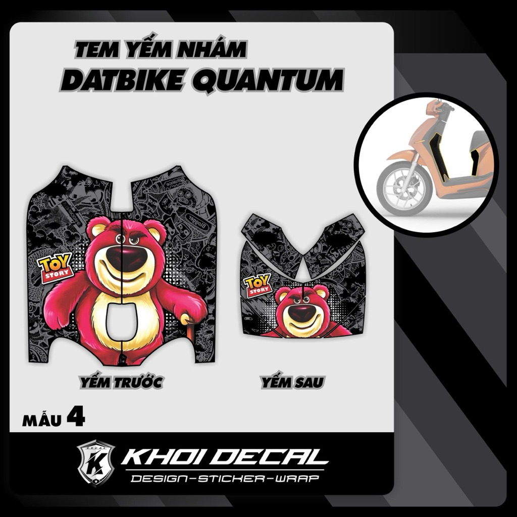 Tem dán nhựa nhám Quangtum decal cao cấp (Combo trước sau)
