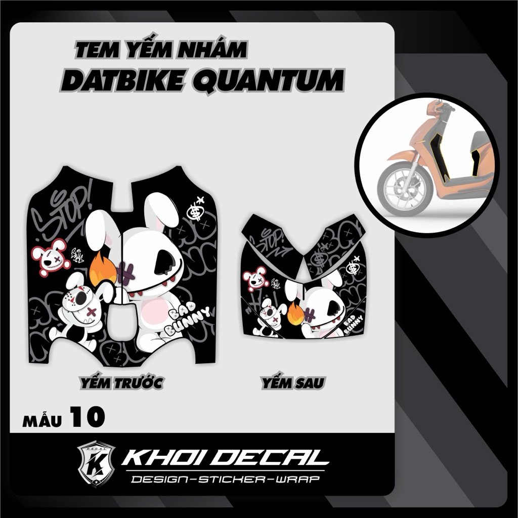 Tem dán nhựa nhám Quangtum decal cao cấp (Combo trước sau)