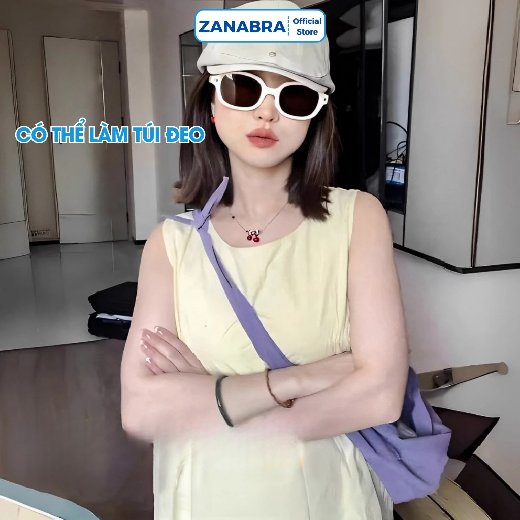 Mũ Trùm Đầu Tai Mèo Đa Năng 3in1 Gồm Mũ, Khăn Choàng Và Túi Đeo Chéo ZANABRA Kiểu Mũ Chống Nắng Vải Dù Mát N969