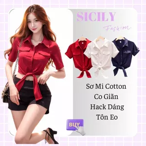 Áo Sơ Mi Nút Thắt Nữ Form Ôm Sicily – Chất Thun Co Giãn, Tôn Dáng, Trẻ Trung