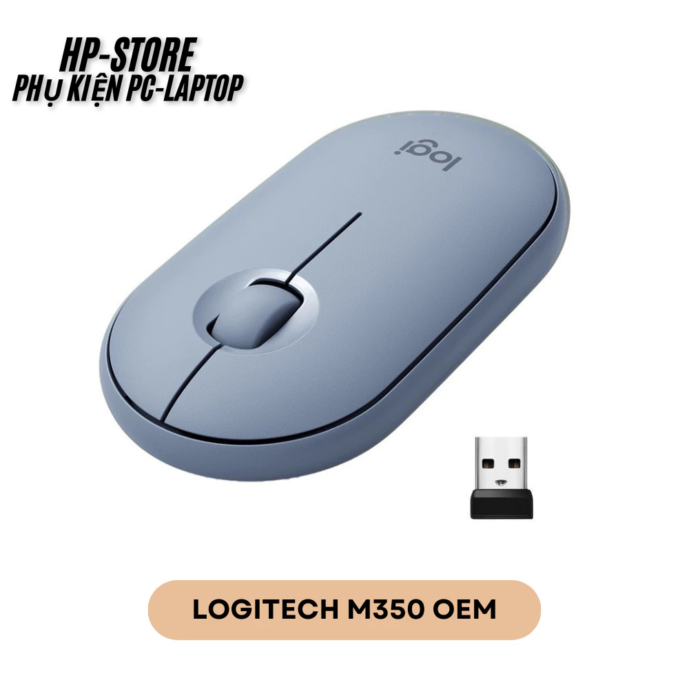 Chuột Không Dây Logi Pebble M350 Silent, Chuột Văn Phòng, Kết Nối Bluetooth, USB, kèm Pin, BH 12T