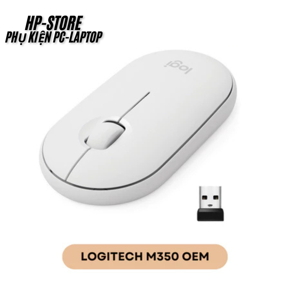 Chuột Không Dây Logi Pebble M350 Silent, Chuột Văn Phòng, Kết Nối Bluetooth, USB, kèm Pin, BH 12T