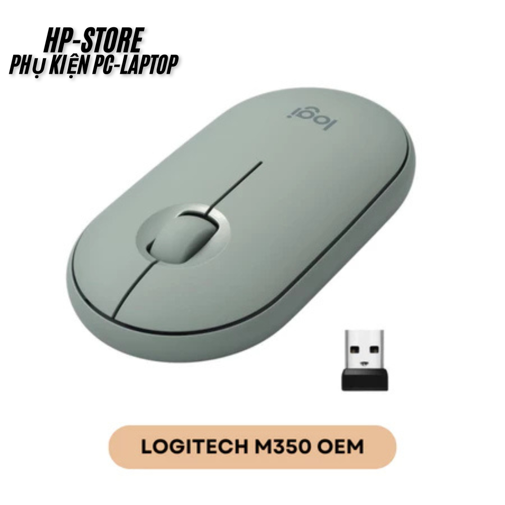 Chuột Không Dây Logi Pebble M350 Silent, Chuột Văn Phòng, Kết Nối Bluetooth, USB, kèm Pin, BH 12T