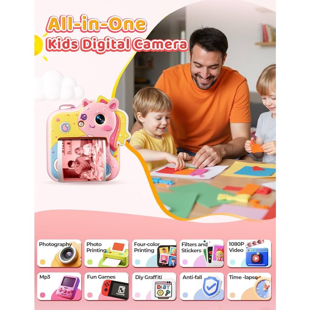 Máy Ảnh Đa Năng Munbyn Chụp In Ảnh Lấy Ngay | Game & MP3 | Hỗ Trợ Thẻ Nhớ 32GB