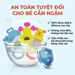 Lục Lạc Gặm Nướu Xúc Xắc Cho Bé Sơ Sinh – Đồ Chơi 3in1 Phát Tiếng, Cắn An Toàn, Giảm Quấy Khóc