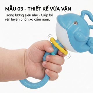 Lục Lạc Gặm Nướu Xúc Xắc Cho Bé Sơ Sinh – Đồ Chơi 3in1 Phát Tiếng, Cắn An Toàn, Giảm Quấy Khóc