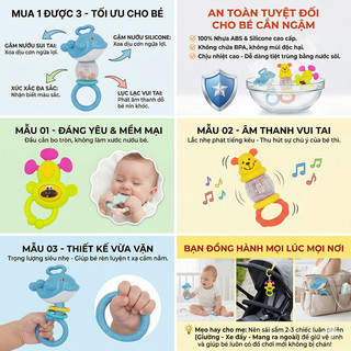 Lục Lạc Gặm Nướu Xúc Xắc Cho Bé Sơ Sinh – Đồ Chơi 3in1 Phát Tiếng, Cắn An Toàn, Giảm Quấy Khóc