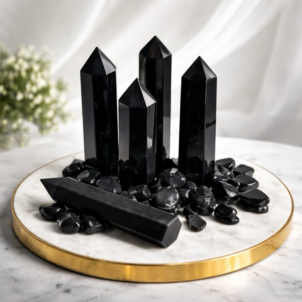 Trụ Đá Onyx Đen - Thanh tẩy năng lượng tiêu cực, đá phong thủy Loại 1, dùng trong Tarot (8~10 cm)