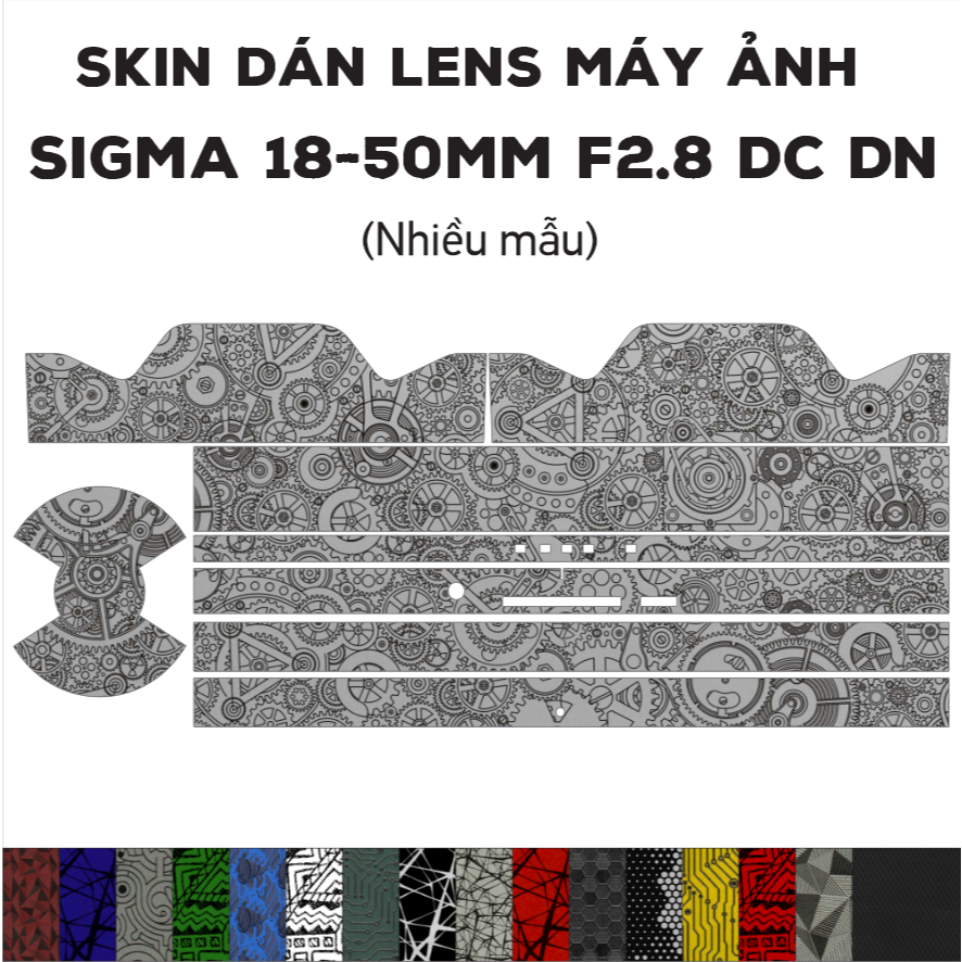 Skin dán Lens Sigma 18-50mm f2.8 DC DN (Nhiều mẫu) | Decal Film 3M dán bảo vệ ống kính máy ảnh 18-50 mm