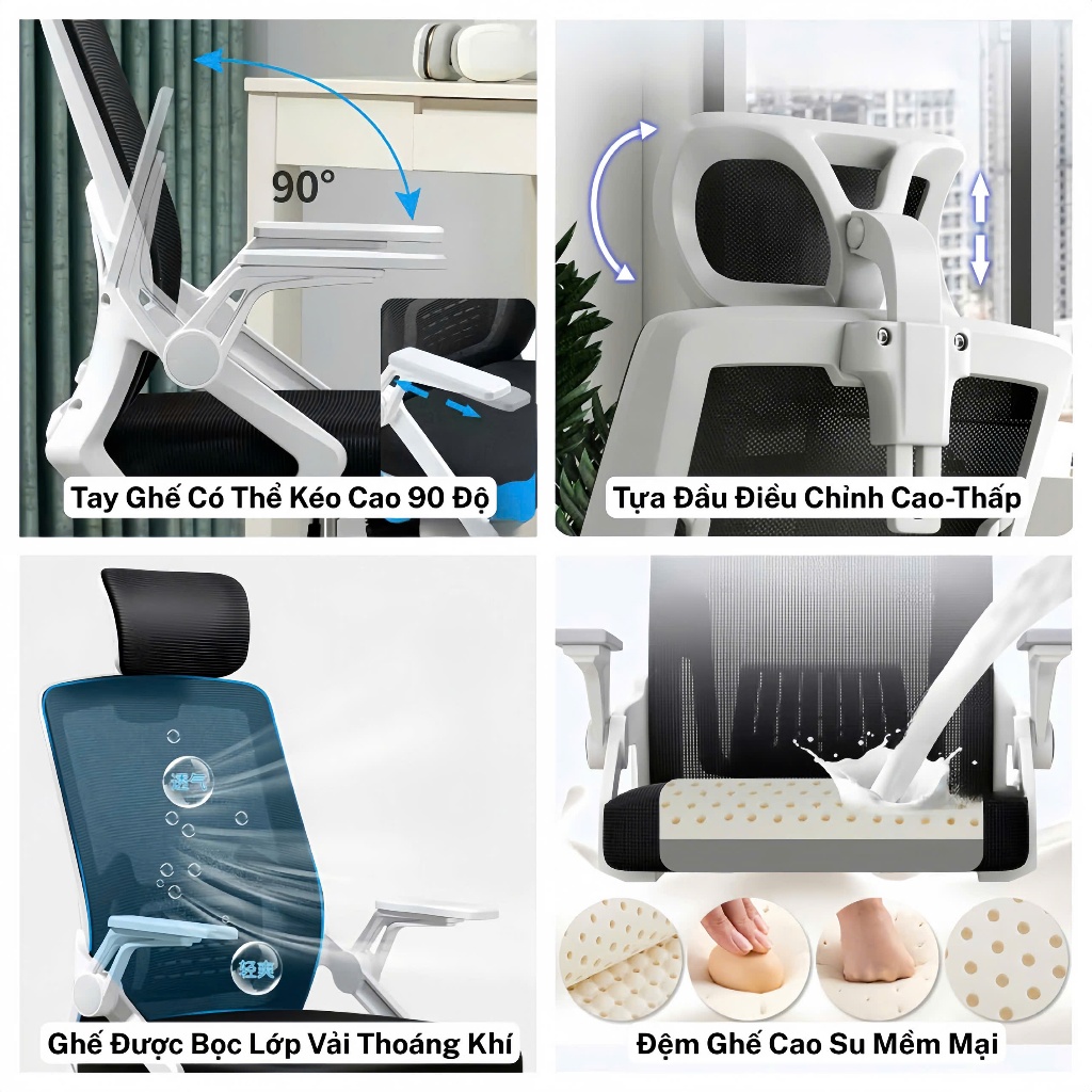 Ghế Công Thái Học {PTS04} Thiết Kế Chống Gù Lưng, Bảo Vệ Cột Sống, Phù Hợp Ngồi Làm Việc, Học Tập, Decor Văn Phòng | BigBuy360 - bigbuy360.vn