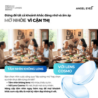 Lens trong suốt cận Angel Eyes Cosmo có độ từ 0 đến 15 độ, dòng kính áp tròng cận trong suốt có độ phù hợp mọi nhu cầu