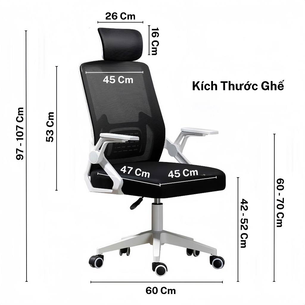 Ghế Công Thái Học {PTS04} Thiết Kế Chống Gù Lưng, Bảo Vệ Cột Sống, Phù Hợp Ngồi Làm Việc, Học Tập, Decor Văn Phòng | BigBuy360 - bigbuy360.vn