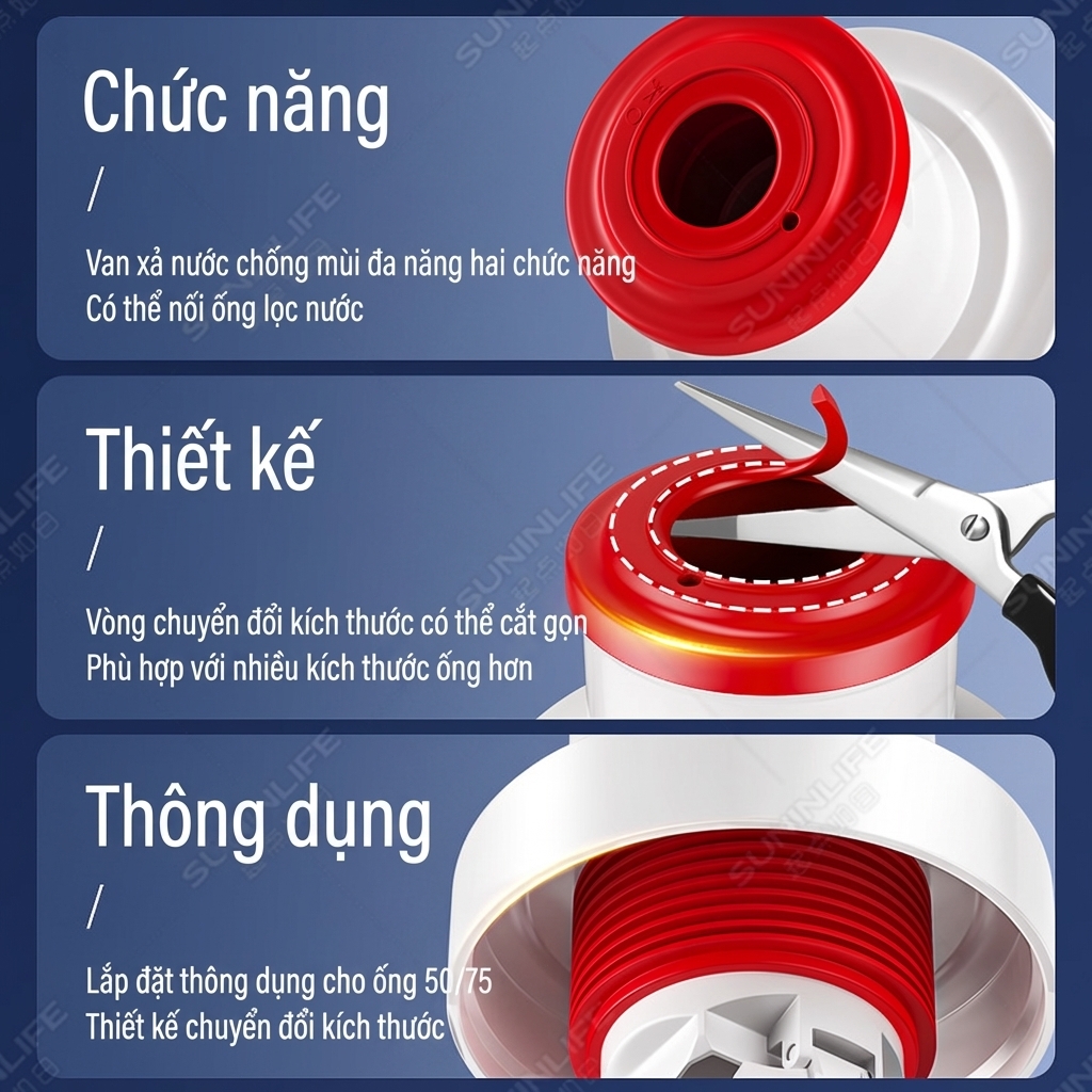 Ngăn mùi bồn rửa chén, Đầu nối silicon có lỗ cắm máy lọc nước chống trào ngược cống
