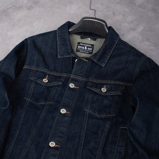 HUNTERXRAYS Áo Khoác Jeans Xanh Đậm K29 K30 K31 K33 Denim  Cotton 100% KHÔNG CO GIÃN  Form REGULAR FULLSize M - XXXL