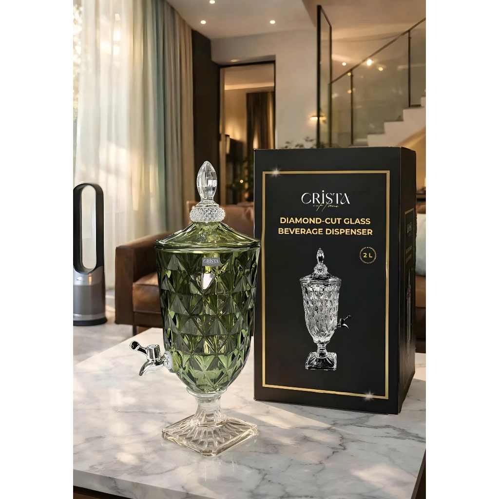 🌿 BỘ SƯU TẬP LY, CỐC, BÌNH THUỶ TINH XANH OLIVE CRISTA HOME CAO CẤP