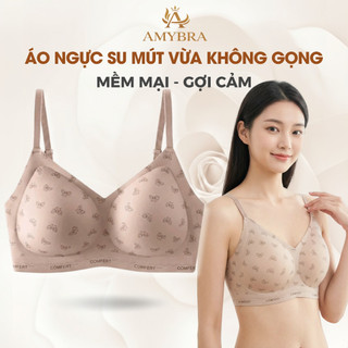 [ MẪU MỚI ] Áo Ngực Không Gọng Đúc Su Mịn Cao Cấp, Áo Lót Mút Vừa Nâng Ngực Tự Nhiên AMYBRA A3854