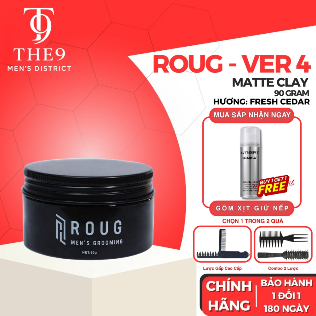 [MUA 1 TẶNG 3] Sáp vuốt tóc nam Matte Clay Roug đen 90gr chính hãng gel ...