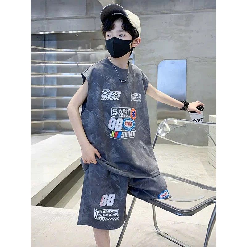 [Peinn] Bộ quần áo ba lỗ bé trai 14-52kg mẫu SAINT. Chất liệu vải thoáng mát, co dãn, màu sắc đẹp. NL18